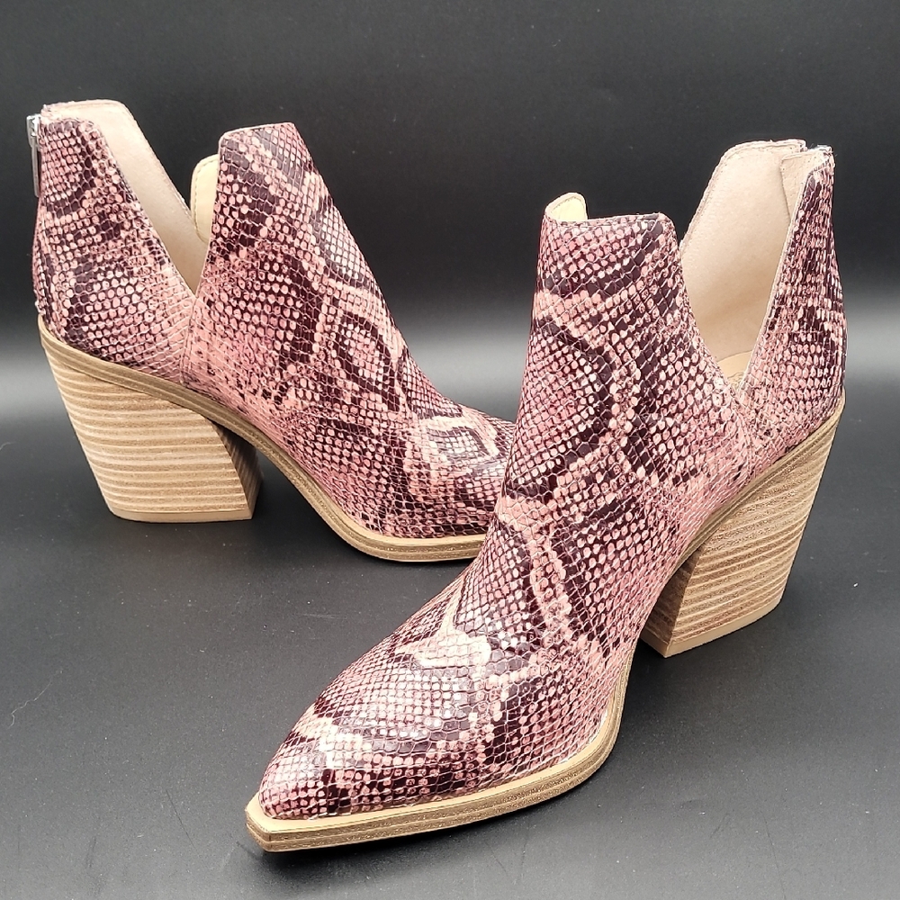 Vince Camuto Gigietta Pink Snakeskin Booties
